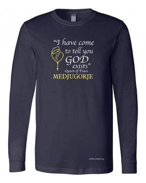 Medjugorje &quot;God exists&quot; Men&#039;s T-shirt - Long Sleeved